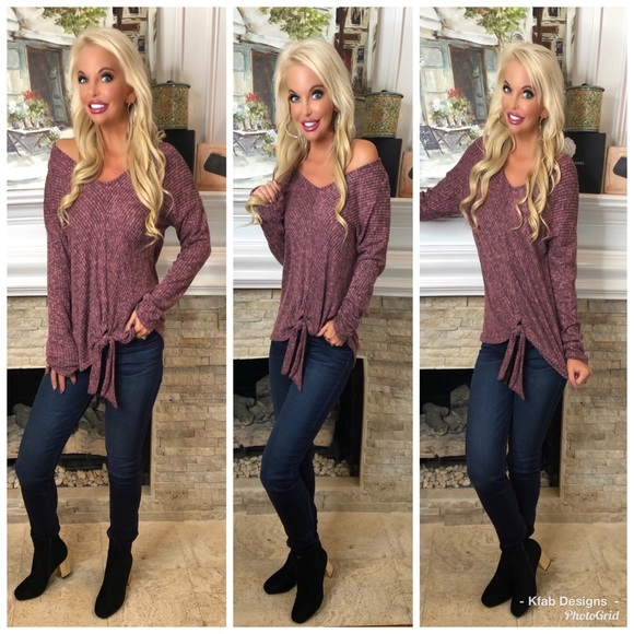 🛍LAST 1! Oversized Mauve Tie Front Tunic! - Picture 2 of 4